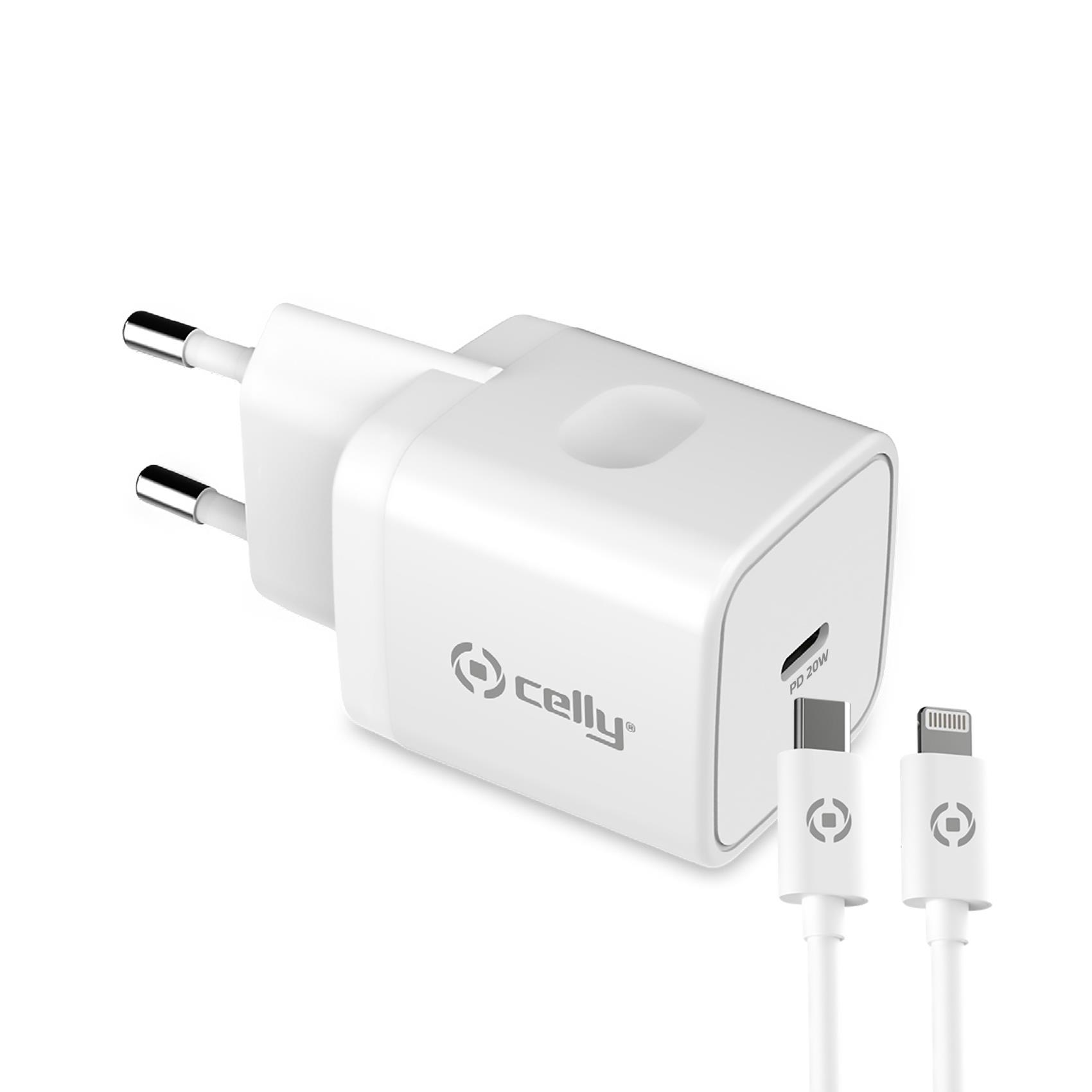 Celly TC USB-C 20W+LIGHTNING CABLE WHITE